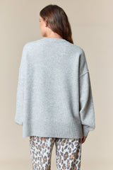 Gray Plaid Pumpkin Sweater With Lace Bow