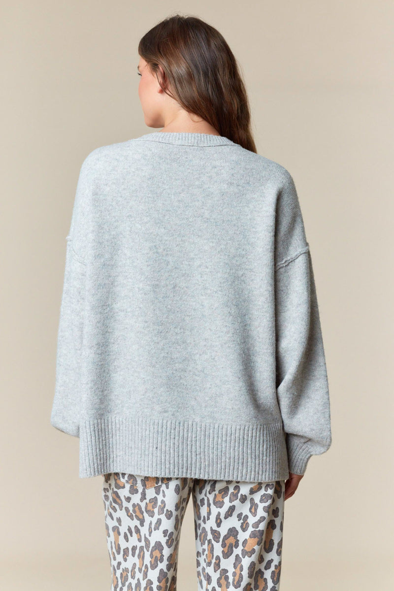 Gray Plaid Pumpkin Sweater With Lace Bow