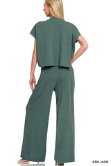 Viscose Sweater Short Slv Top & Pants 2pcs Set