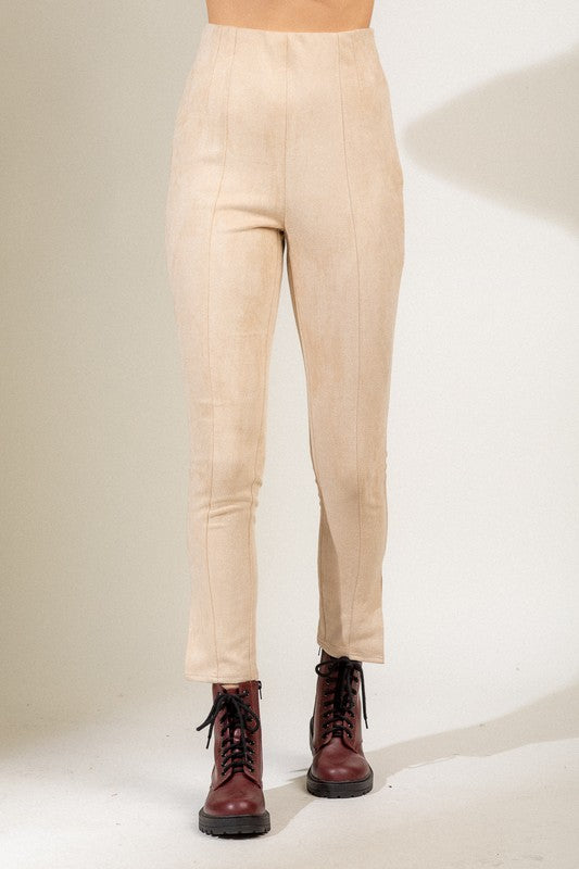 Nude Suede Dress Pants