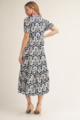 Navy and White Contrast Collar Dress