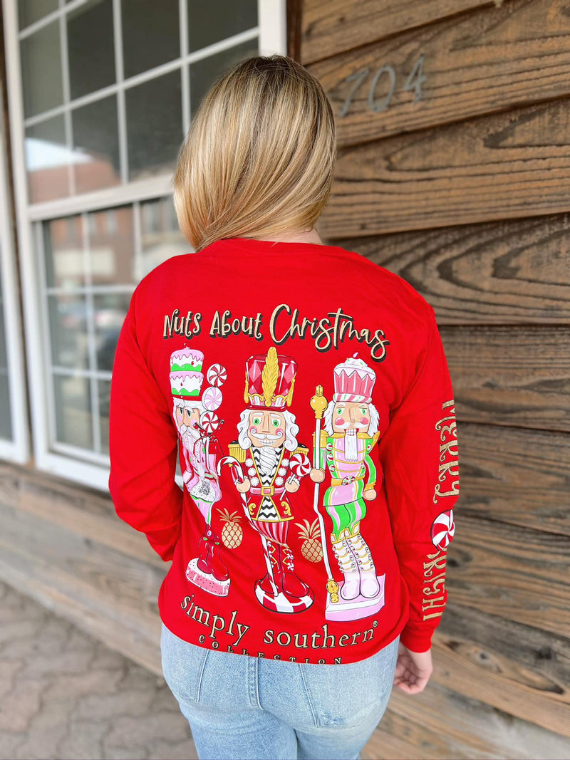 Red Nuts About Christmas Long Sleeve