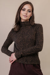 Leopard Ribbed Fitted Top