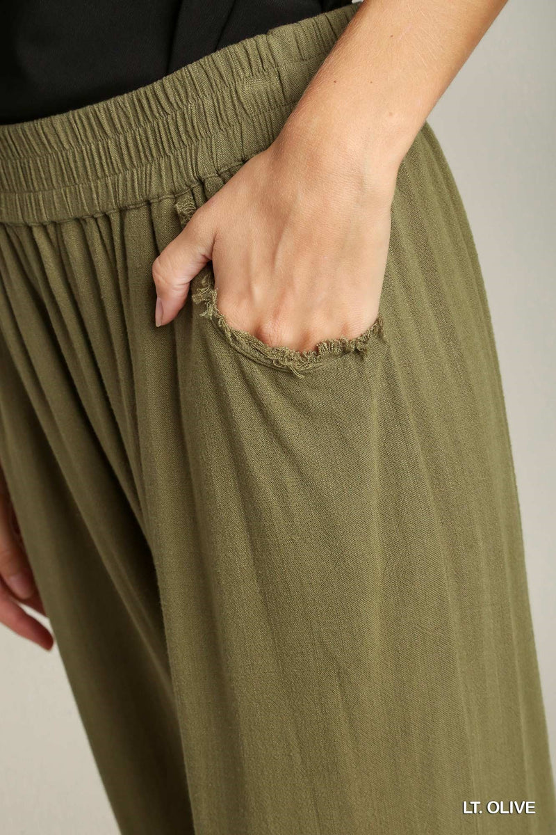 Linen Raw Hem Pants