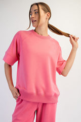 Pink Modal Rib Detail Top