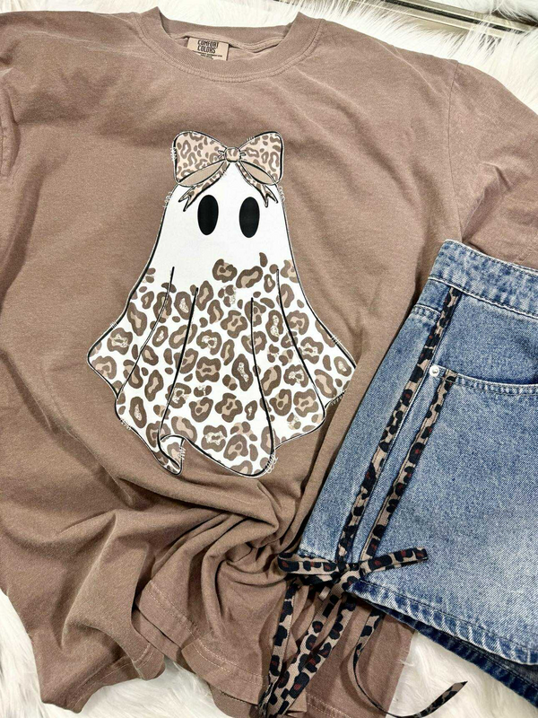 Brown Cheetah Bow Ghost Tee