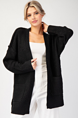 Black Knit Long Sleeve Cardigan