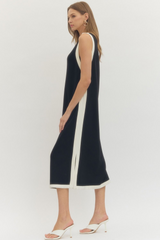 Black Cream Trim Maxi Dress