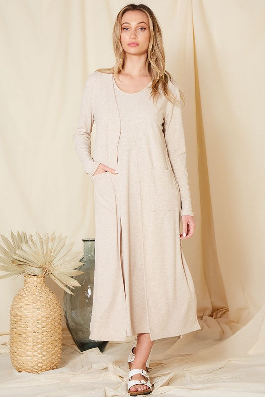 Cream Ribbed Knit Cardigan