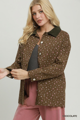 Brown Oversized Floral Jacket