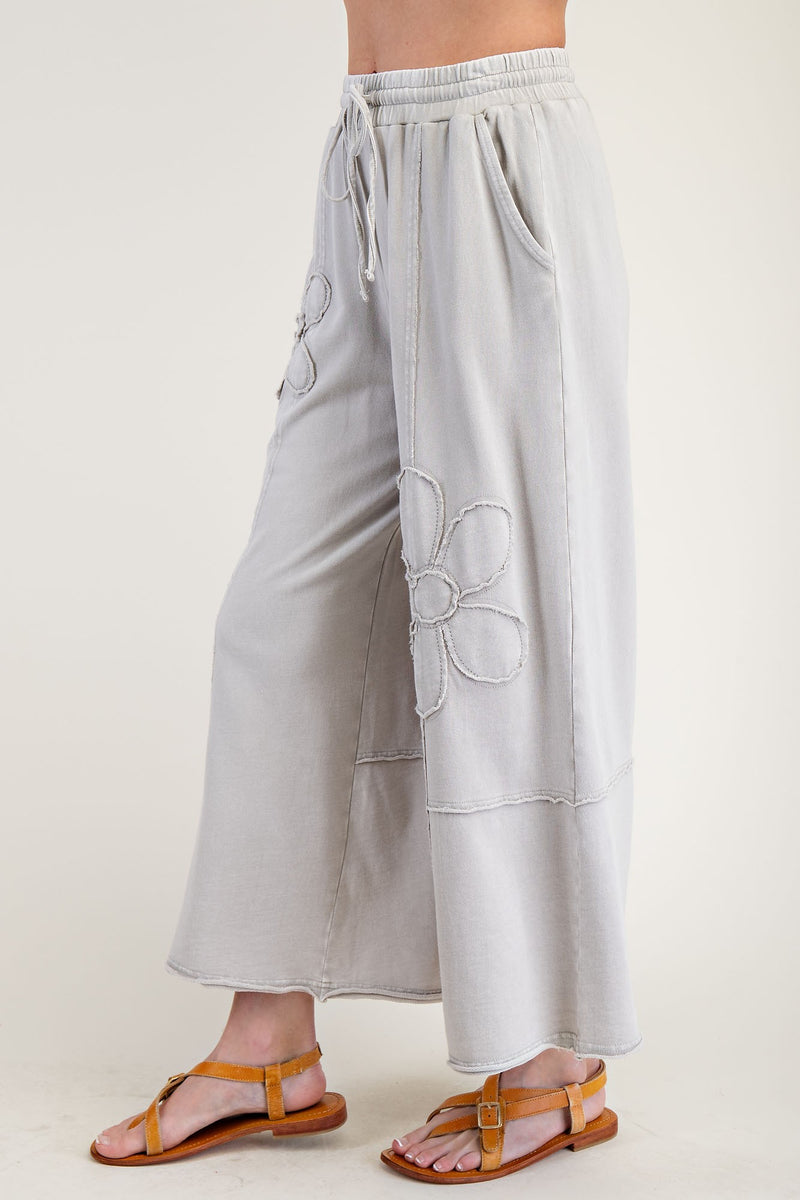 Stone Flower Patch Mineral Wash Tery Knit Pant