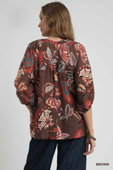 Boho Paisley Puff Sleeve Blouse