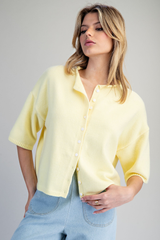 Button Down Half Sleeve Cardigan