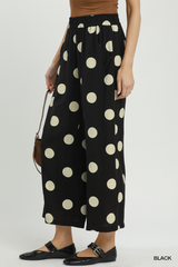 Curvy Black Polka Dot Wide Leg Pants