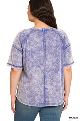 Curvy Acid Washed Relaxed Fit Top