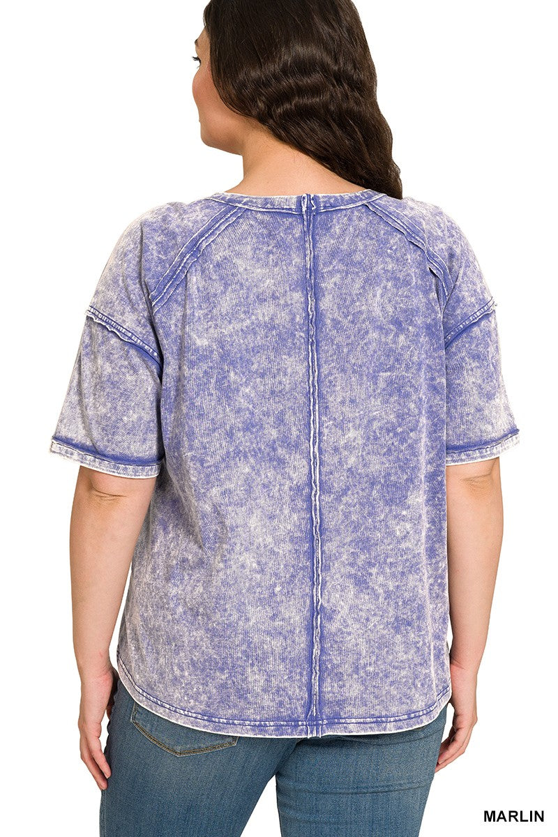 Curvy Acid Washed Relaxed Fit Top
