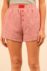 Red Striped Boxer Style Shorts