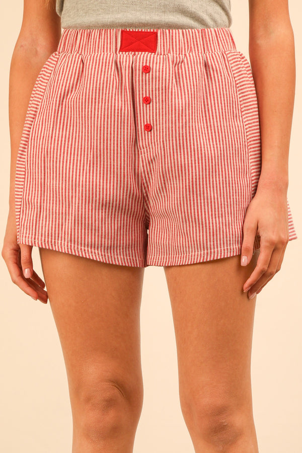 Red Striped Boxer Style Shorts