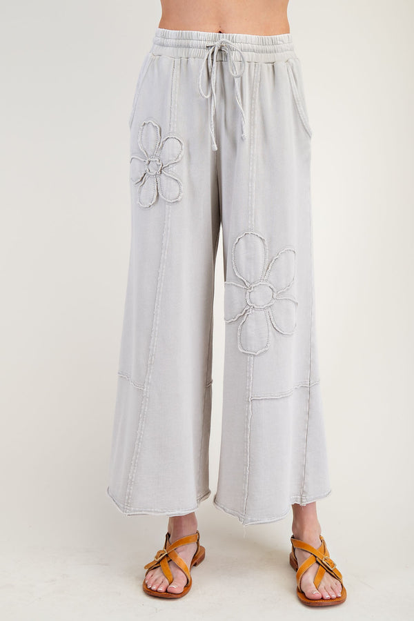 Stone Flower Patch Mineral Wash Tery Knit Pant