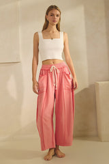 Curvy Coral French Terry Oversized Pants