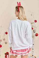 White Holly Jolly Patchwork Crewneck Long Sleeve