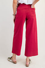 High Waist Cropped Button Front Pants