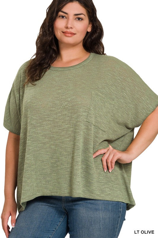 Curvy Dolman Sleeve Lightweight Sweater Top