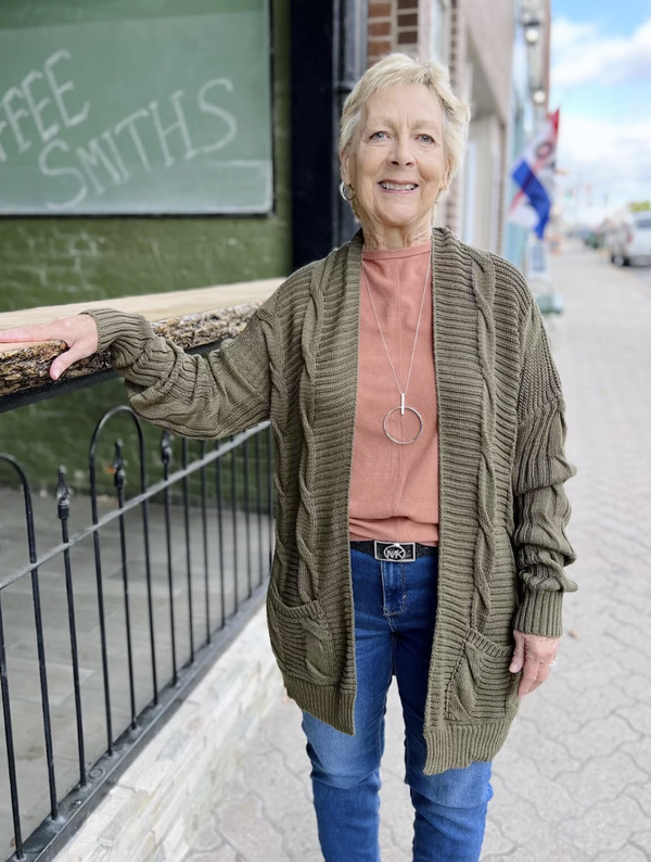 Dark Olive Knit Cardigan