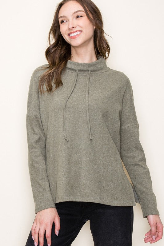 Olive Cowl Neck Top