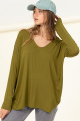 V-Neck Basic Long Sleeve Top