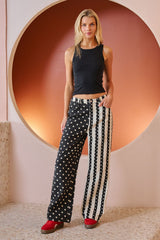 Mix Dot and Stripe Wide Leg Pants