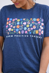 Heather Navy Grow Positive Thoughts Tee