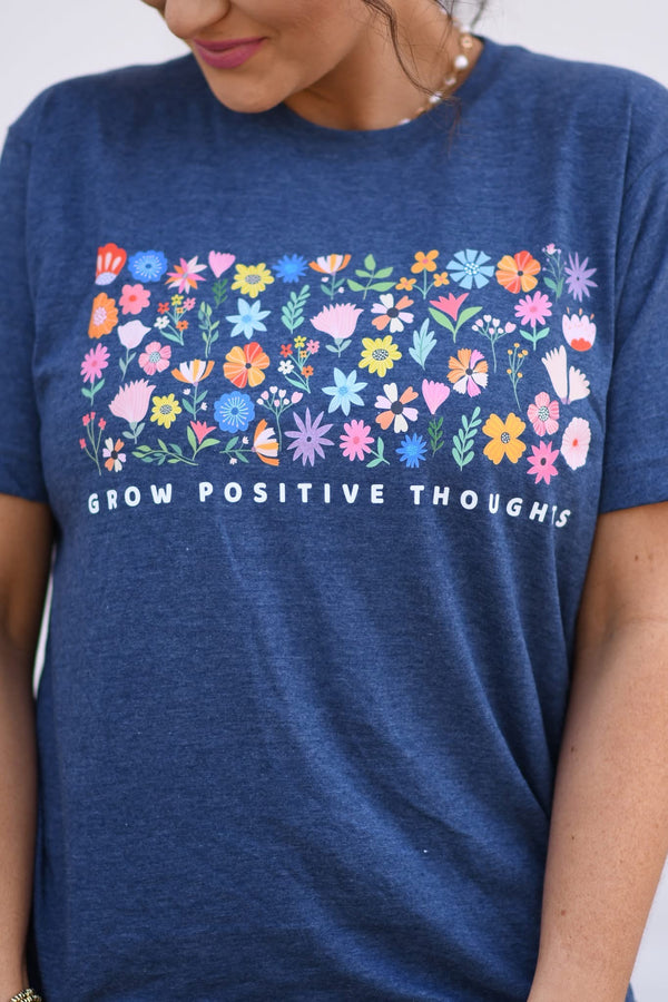 Heather Navy Grow Positive Thoughts Tee
