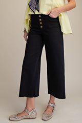 High Waist Cropped Button Front Pants