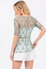 Short Sleeved Floral Lace Top