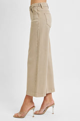 Newlin's Taupe TC Mid Rise Crop Wide Leg Jeans