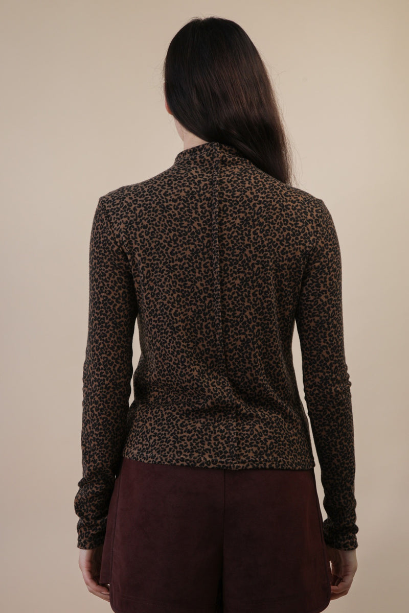 Leopard Ribbed Fitted Top