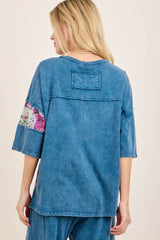 Mineral Wash Boho Patched Top
