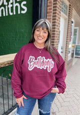 Maroon Bulldogs Glitter Crewneck