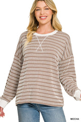 Raised Rib Striped Pullover