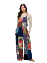 Navy Boho Floral Patchwork Overalls