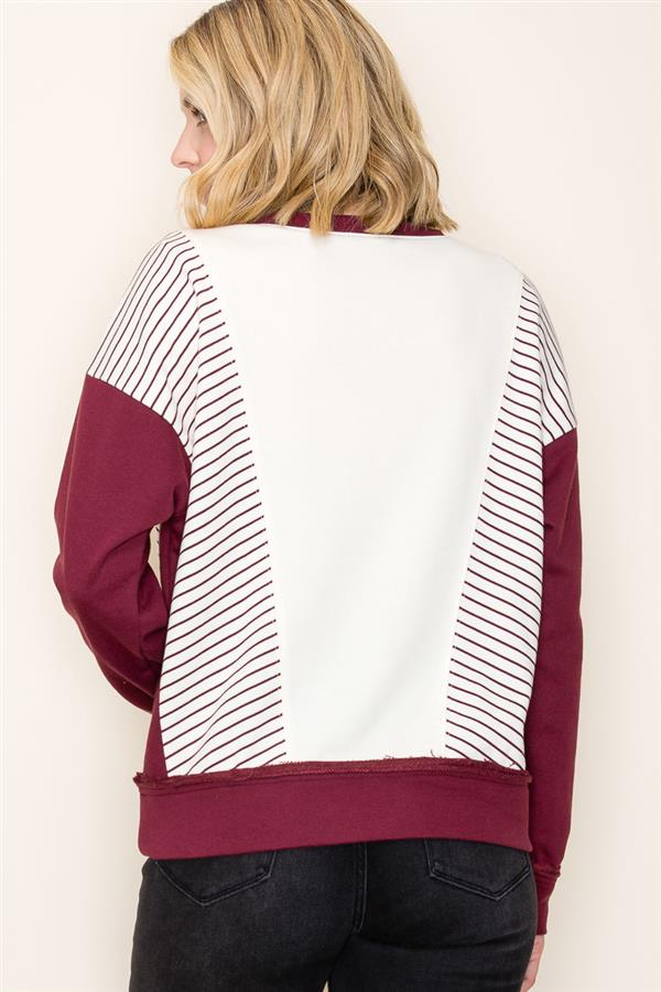Striped Color Block Crewneck