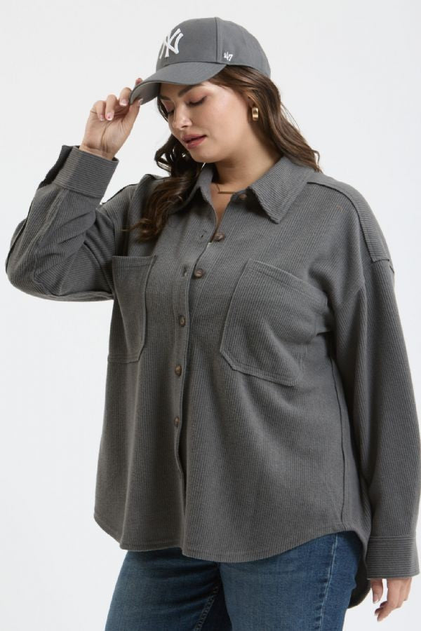 Curvy Soft Ribbed Hi-Low Shacket