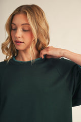 Green Stitch Accent Top