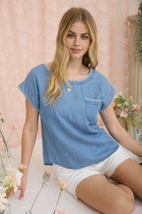 Chambray Edge Detail Short Sleeve