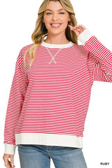 Striped Rib Banded Pullover