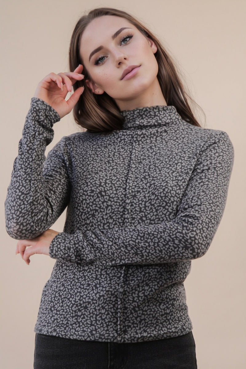 Leopard Ribbed Fitted Top