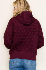Maroon Quilted Hooded Top