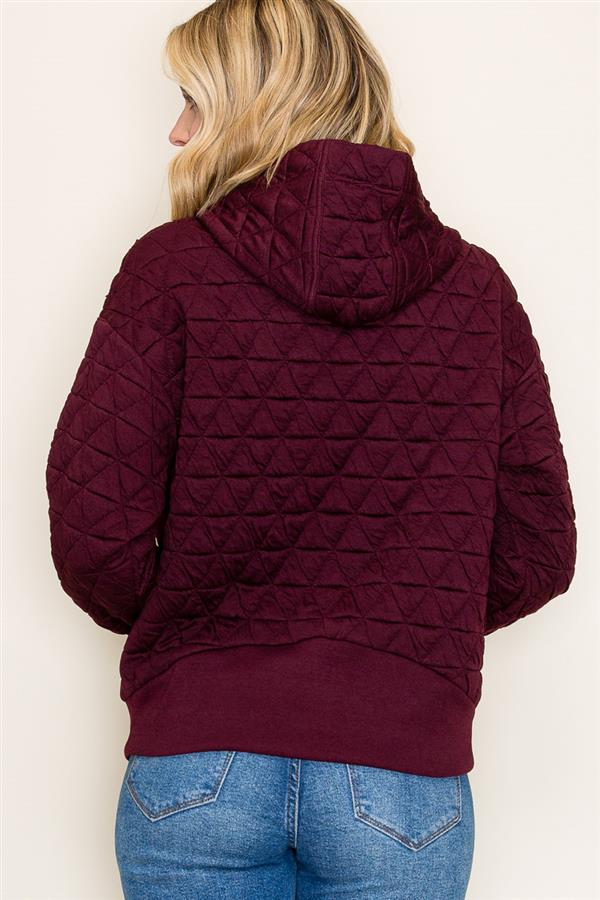 Maroon Quilted Hooded Top