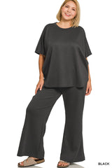 Curvy Scuba Curved Hem Top and Pants Set
